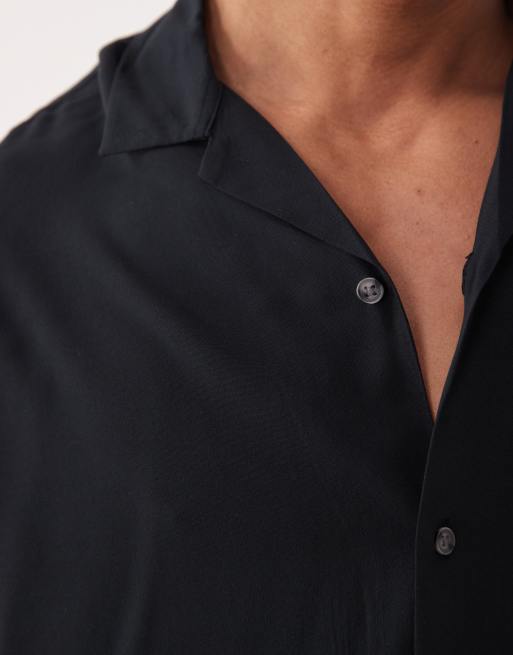 Jack & Jones - Sort skjorte med korte ærmer i viskose, 5 af 5