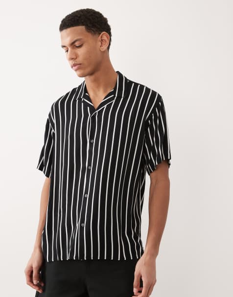 Jack & Jones - Sort stribet skjorte med korte ærmer - view 1