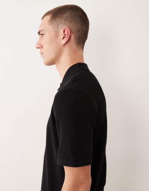 Jack & Jones - Sort strikket kortærmet polo, 4 af 5