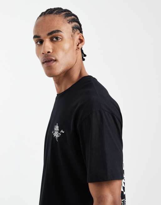 Jack & Jones - Sort T-shirt med blåt print med koi-karpe på ryggen, 4 af 5