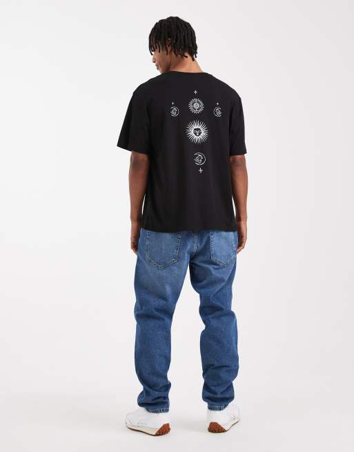 Jack & Jones - Sort T-shirt med kosmisk print på ryggen, 2 af 5