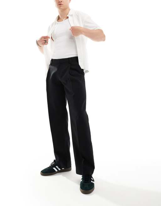 Jack & Jones - Sorte elegante bukser med vidde og plissering foran 