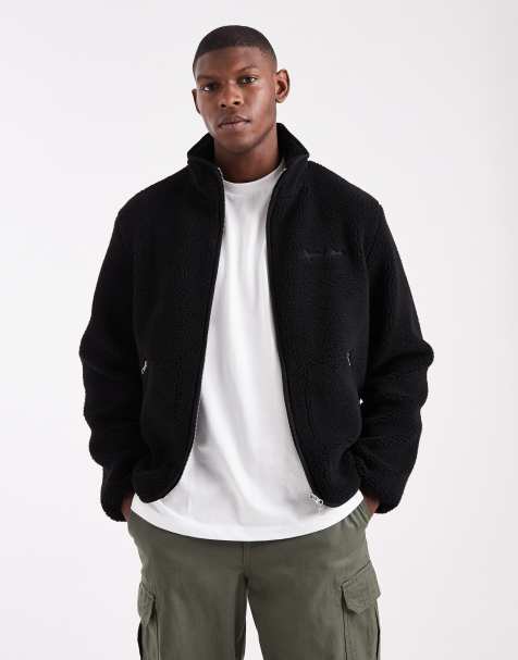 Jack & Jones - Sorte fleecetrøje med tovejs lynlås - view 1