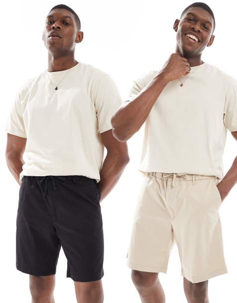 Jack & Jones - Sorte og cremefarvede chinoshorts i pakke med 2 par - view 1