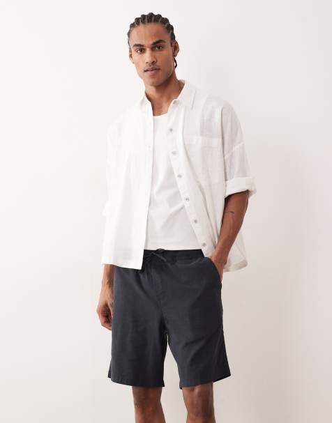 Jack & Jones - Sorte shorts i hørblandingsmateriale med løbesnor - view 1