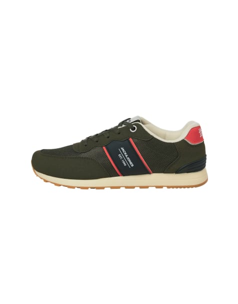 Jack & Jones Spirit runner trainer in olive - view 1