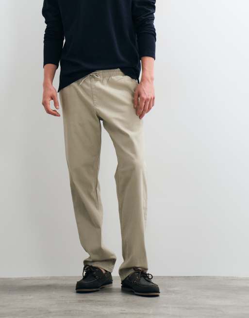 Jack & Jones spodnie straight fit ze ściągaczem w kolorze beżowym, 2 z 5