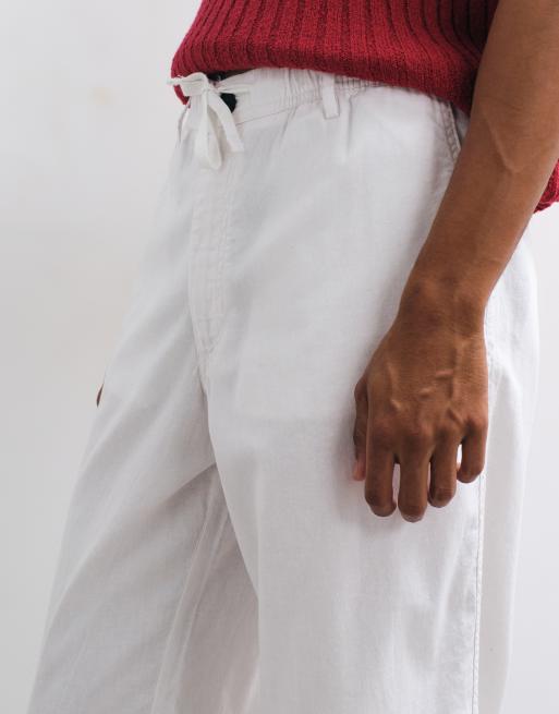 Jack & Jones spodnie z mieszanki lnu ze ściągaczem w kolorze białym, 5 z 5