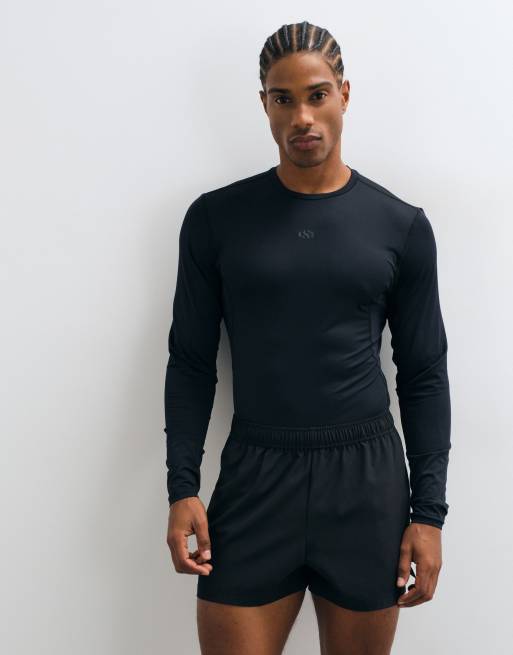 Jack & Jones Sports baselayer long sleeve jersey t-shirt in black, 4 of 5