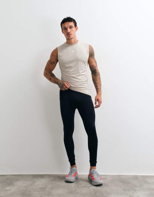 Jack & Jones Sports baselayer tank top in off white, 3 of 5