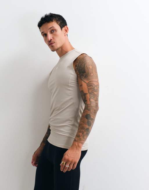 Jack & Jones Sports baselayer tank top in off white, 5 of 5