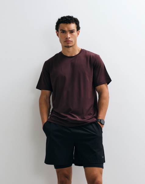 Jack & Jones Sports breathable training t-shirt in burgundy - view 1