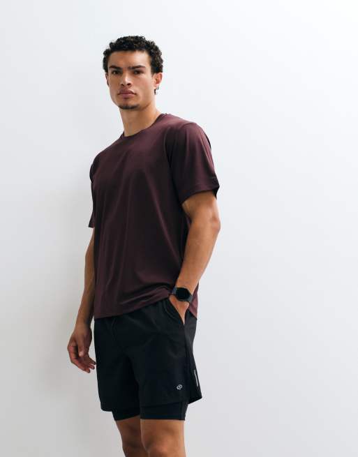 Jack & Jones Sports breathable training t-shirt in burgundy, 4 of 5