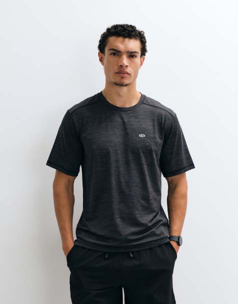 Jack & Jones Sports lightweight jersey training t-shirt in black melange - view 1