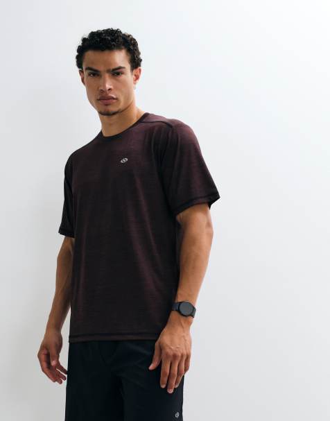 Jack & Jones Sports lightweight jersey training t-shirt in burgundy - view 1