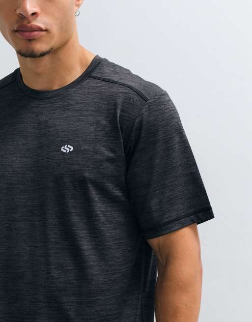 Jack & Jones Sports lightweight training t-shirt in black melange, 3 of 5