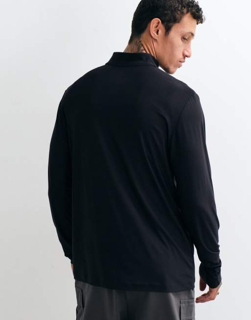 Jack & Jones Sports quarter zip quick dry long sleeve training top in black, 3 of 5