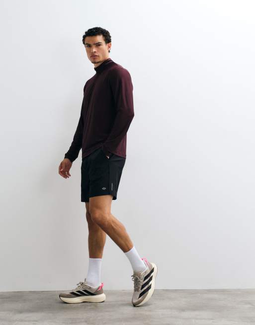 Jack & Jones Sports quarter zip quick dry long sleeve training top in burgundy, 4 of 5