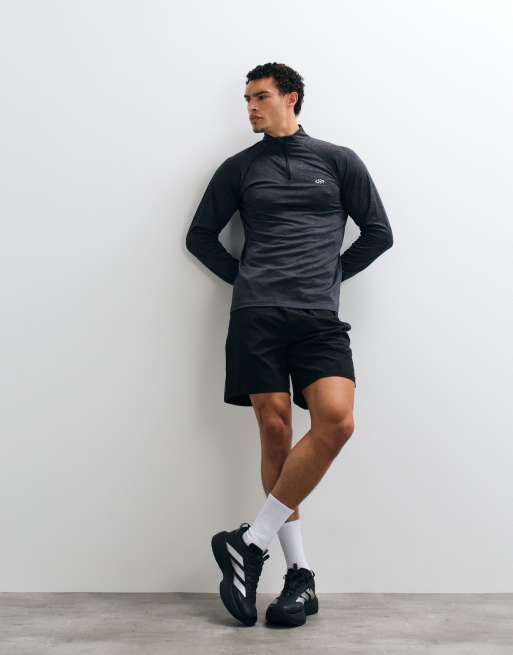 Jack & Jones Sports quarter zip quick dry long sleeve training top in grey, 4 of 5