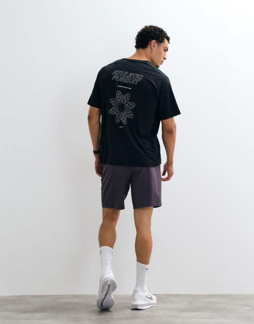 Jack & Jones Sports quick dry ribstop training t-shirt in black, 4 of 5