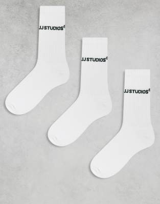 sports socks 3 pack in white