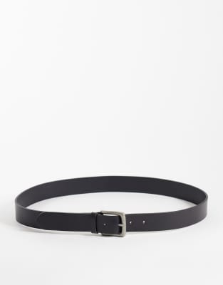 Jack & Jones Square Buckle Leather Belt In Black