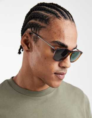 Jack & Jones Jack & Jones square frame sunglasses in tort-Multi