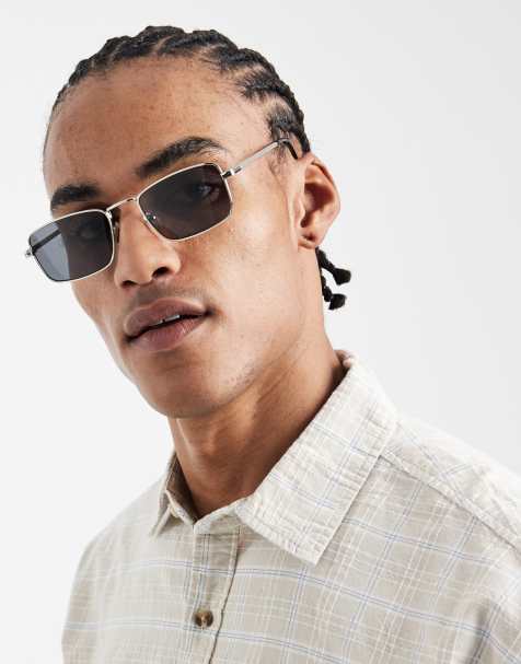 Jack & Jones square metal frame sunglasses in silver - view 1