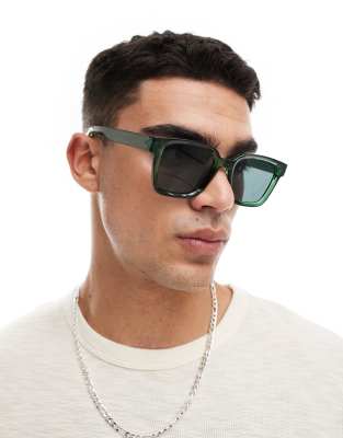  Jack & Jones square sunglasses in green 