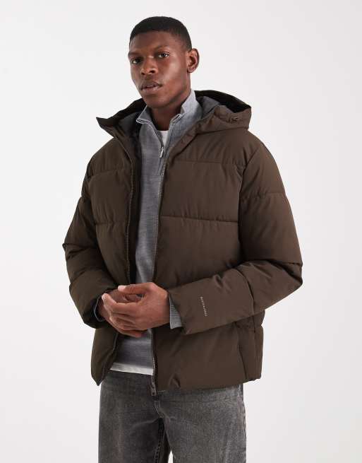 Jack & Jones – Steppjacke in Braun mit Kapuze