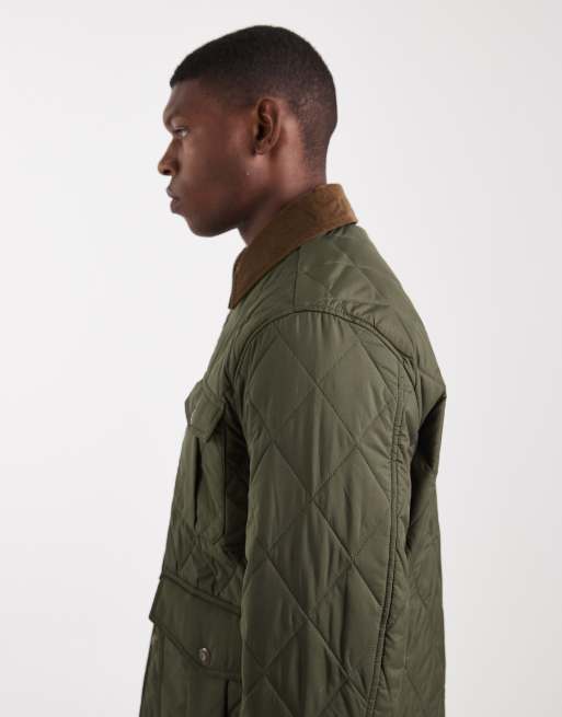Jack & Jones – Steppjacke in Dunkelgrün mit Cordkragen, 4 von 5
