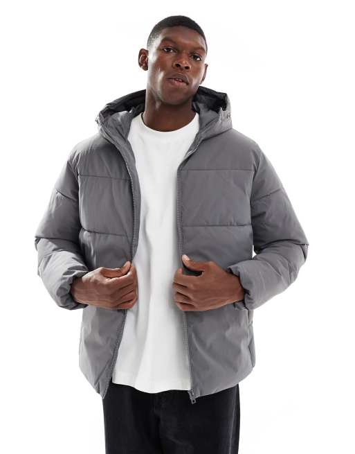 Jack & Jones – Steppjacke in Grau mit Kapuze       