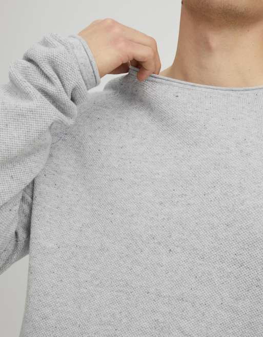Jack & Jones stickad pullover i ljusgrå melerad, 4 av 7