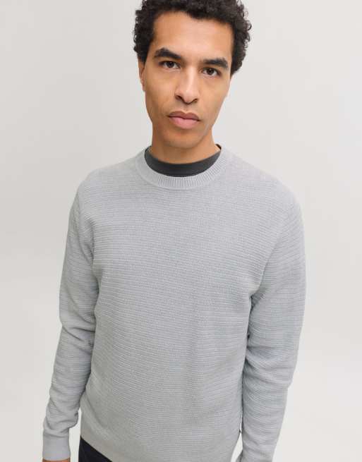 Jack & Jones stickad pullover i ljusgrå melerad, 6 av 7