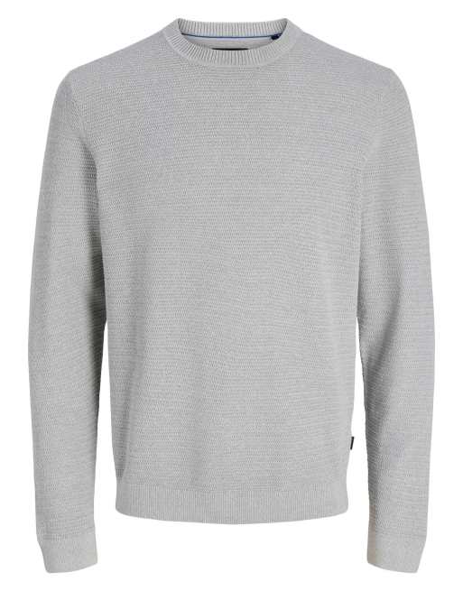 Jack & Jones stickad pullover i ljusgrå melerad, 7 av 7