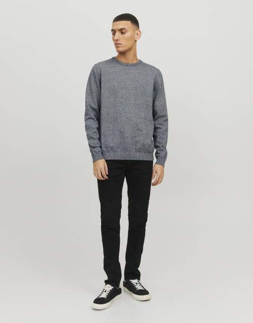 Jack & Jones stickad pullover i marinblått, 3 av 7