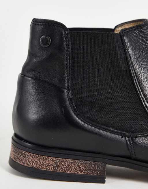 Jack & Jones - Stivaletti Chelsea bassi in pelle liscia nera, 4 di 4