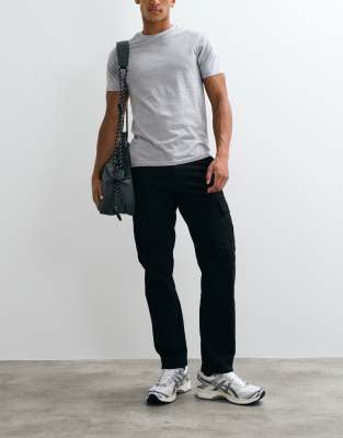 Jack & Jones Straight Cargo Pants In Black