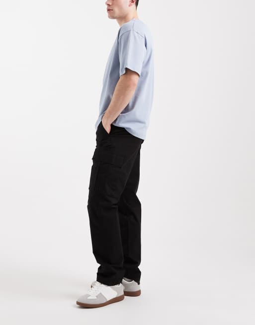 Jack & Jones straight cargo trousers in black, 3 of 5