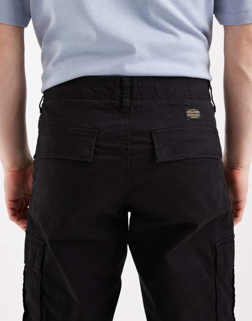 Jack & Jones straight cargo trousers in black, 4 of 5