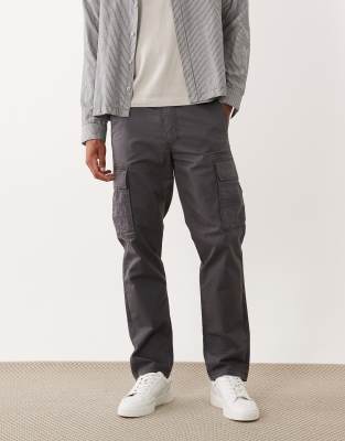 Jack & Jones Straight Cargo Trousers In Gray