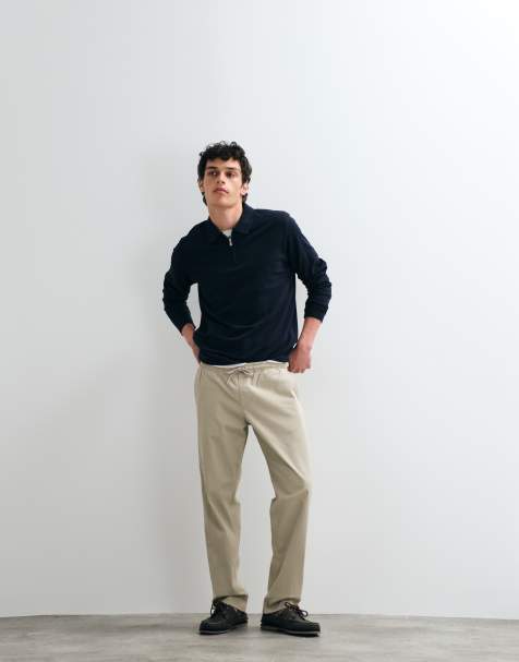 Jack & Jones straight fit bukser med løbesnor i beige - view 1