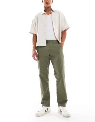 straight fit chinos in khaki-Green