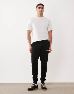 Jack & Jones Straight Fit Cuffed Sweatpants With Logo In Black