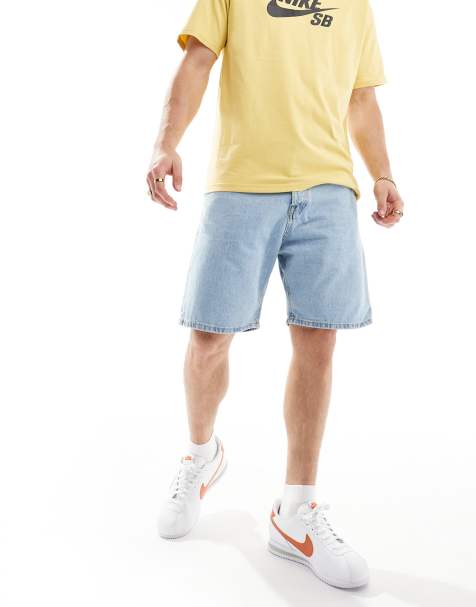Jack & Jones straight fit denim shorts in mid blue - view 1