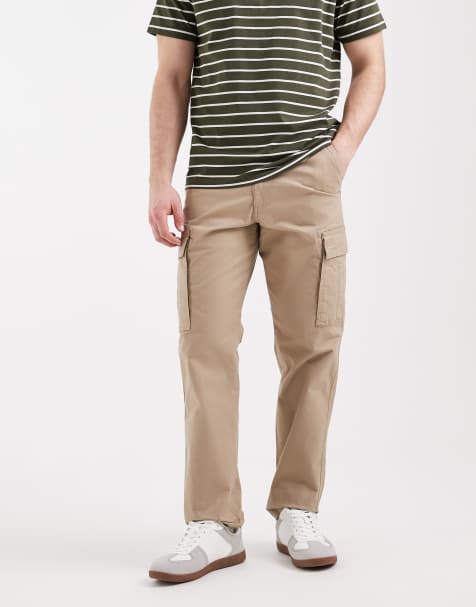 Jack & Jones straight leg cargo pants in beige - view 1