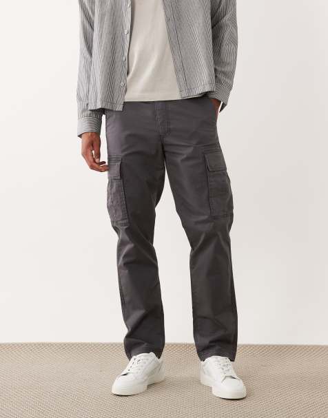 Jack & Jones straight leg cargo pants in dark gray - view 1