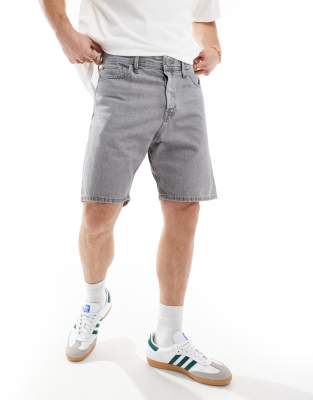 Jack & Jones Straight Leg Denim Shorts In Gray