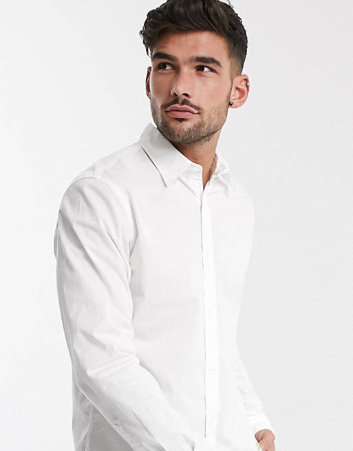 Shirts Jack & Jones stretch cotton shirt in white 