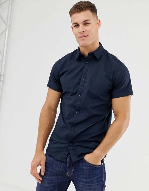 Stretch Cotton Slim Fit Short Sleeve Shirt